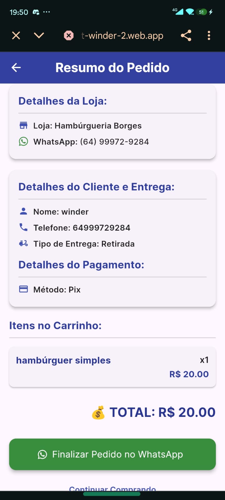Cardápio digital com categorias e produtos